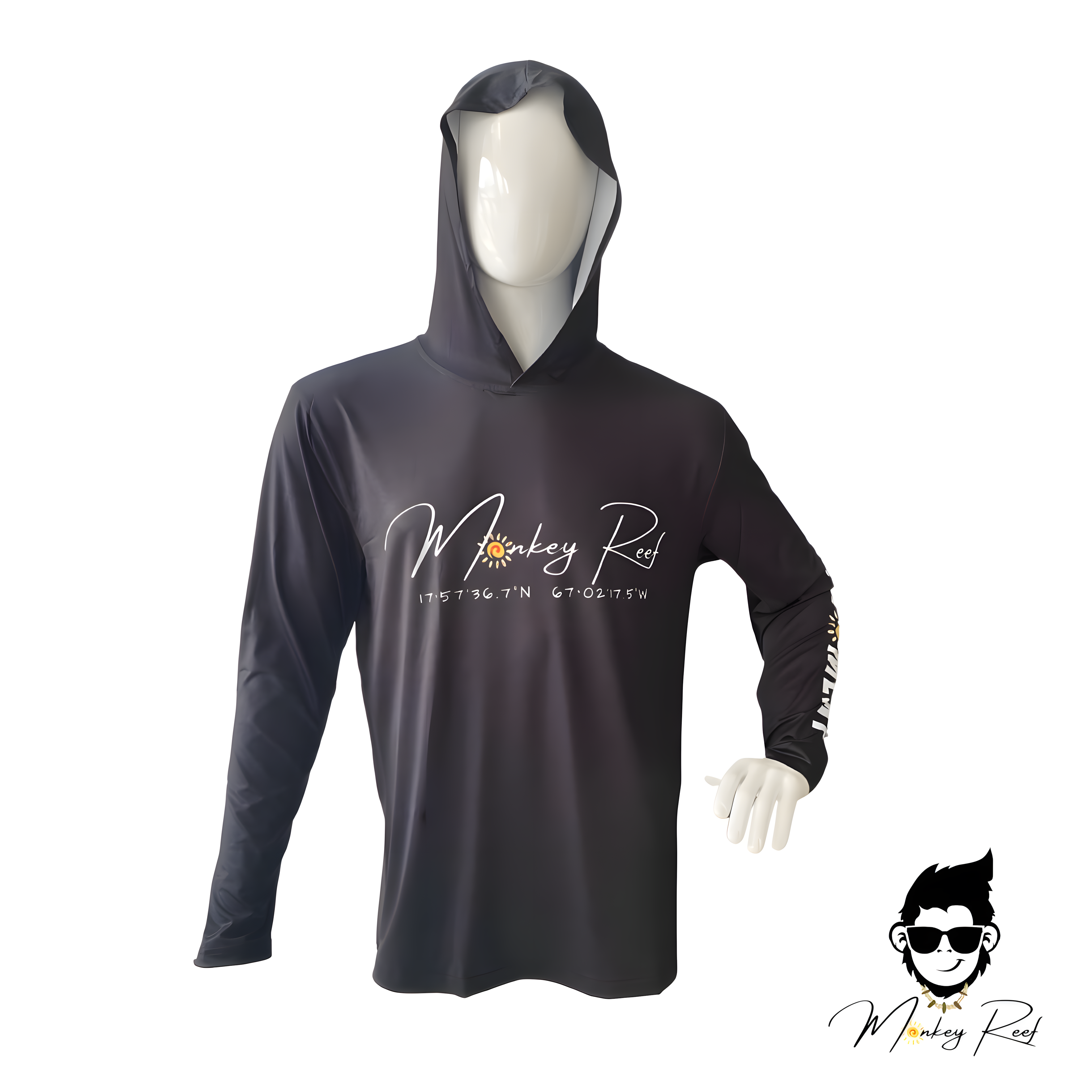 Long sleeve hoodie (Black) - Parguera edition