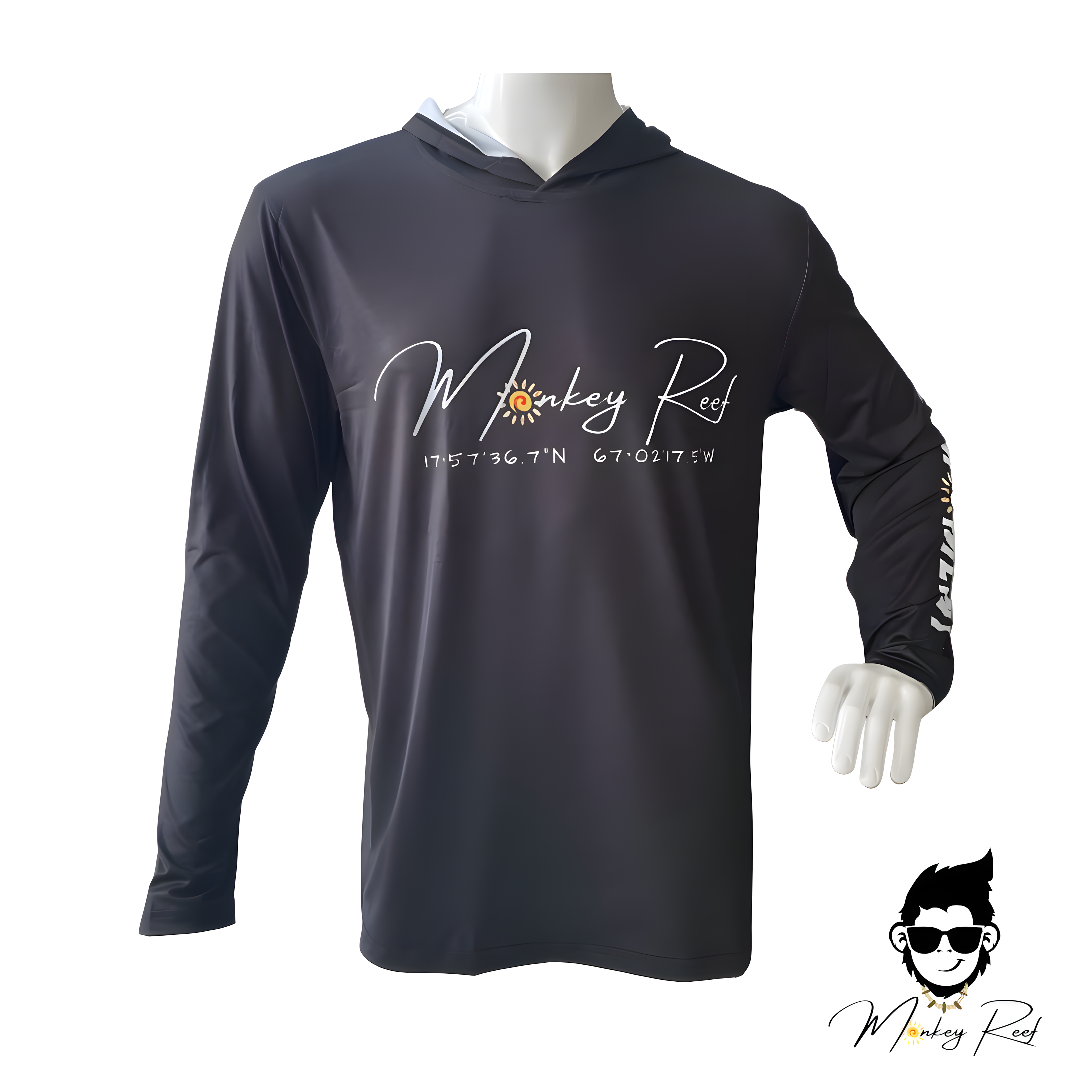 Long sleeve hoodie (Black) - Parguera edition